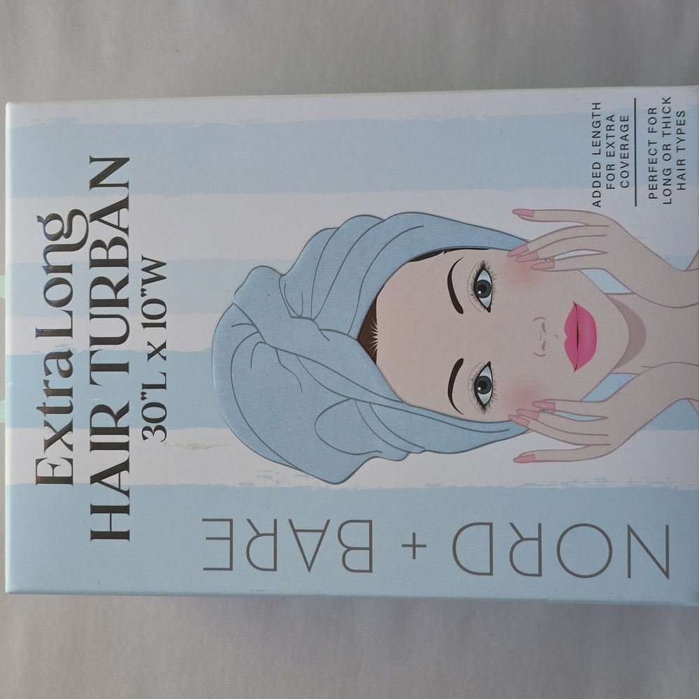 Nord Bare Extra Long Hair Turban in Light Blue NWT